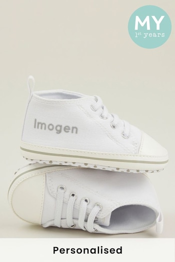 Personalised White High Top Trainers  by My 1st Years (P74009) | £15