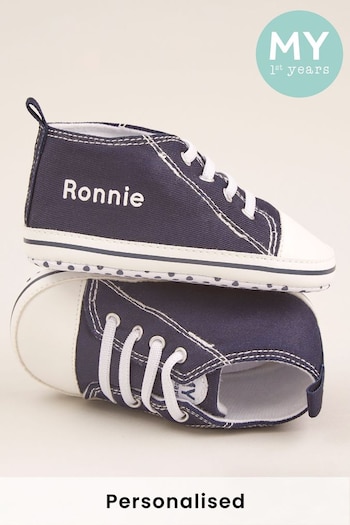 Personalised Navy High Top Trainers  by My 1st Years (P74011) | £15