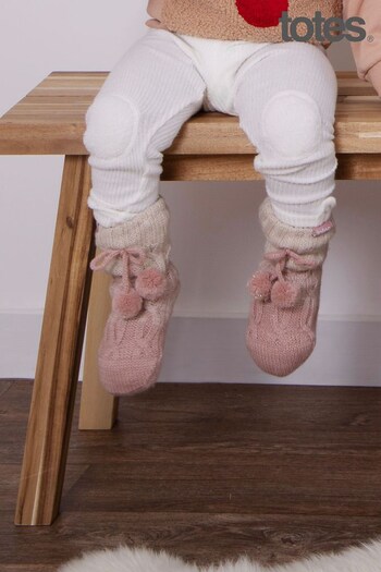 Totes Pink Girls Knitted Chunky Slipper-Sox (P74055) | £12