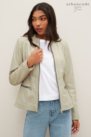 Urban Code Stone Collarless Leather Jacket (P74175) | £149