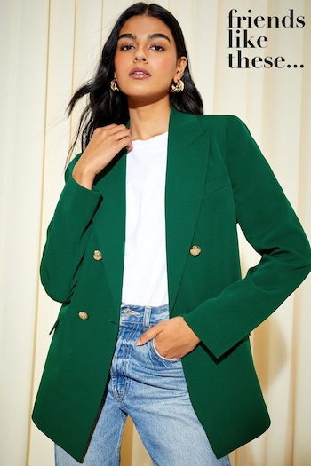 Friends Like These Forest Green Military Double Breasted Tailored Blazer (P74378) | £54
