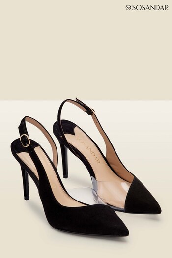 Sosandar Black Carmen Perspex Slingback Court Shoe (P74481) | £79