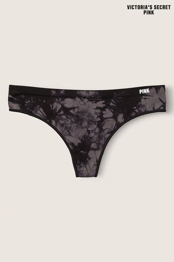 Victoria's Secret PINK Dark Charcoal Tie Dye Grey Thong Seamless Hipster Knickers (P74619) | £9