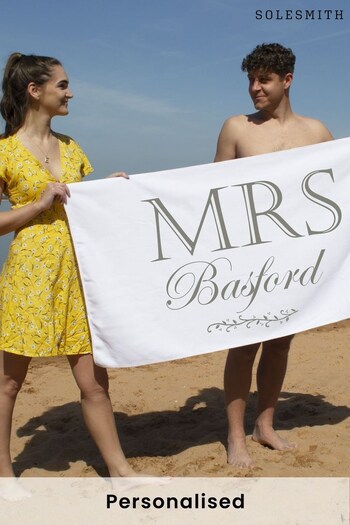 Personalised Luxury Mrs Beach Towel by Solesmith (P74880) | £29