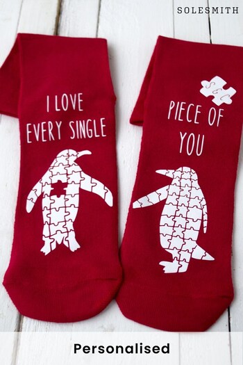 Personalised Love You to Pieces Penguin Jigsaw Socks by Solesmith (P74916) | £14