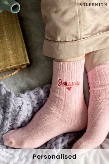 Embroidered Heart Bed Socks by Solesmith (P74926) | £16