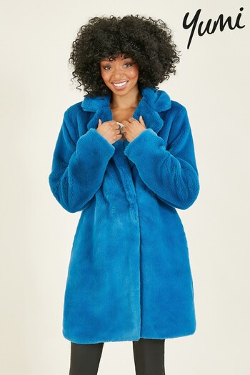 Yumi Blue Honey Faux Fur Coat (P75039) | £70