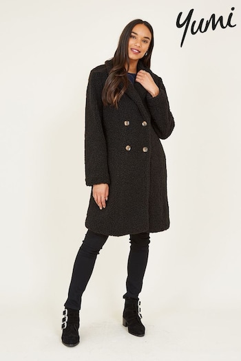 Yumi Black Soft Teddy Bear Coat (P75058) | £75