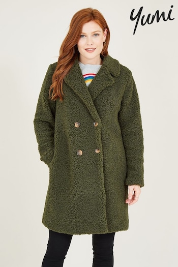 Yumi Green Soft Teddy Bear Coat (P75059) | £70