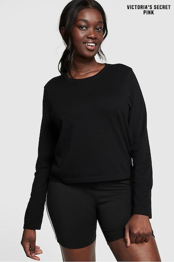 Victoria's Secret PINK Pure Black Long Sleeve Dreamer T-Shirt (P75101) | £29