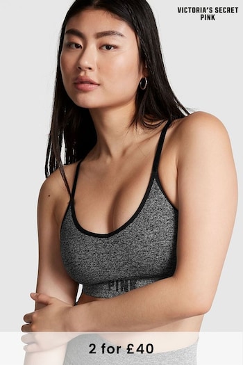 Victoria's Secret PINK Black Non Wired Lightly Lined Seamless Sports Bra (P75115) | £26