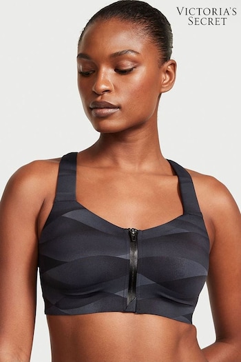 Victoria's Secret Black Grey Wave Smooth Front Fastening Wired High Impact Sports Bra (P75118) | £45