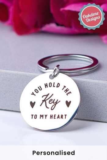 Personalised Key to my Heart Metal Keyring by Oakdene Designs (P75650) | £10