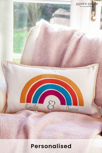 Personalised Handmade Wool Felt Rainbow Cushion by Jonny's Sister (P75663) | £55