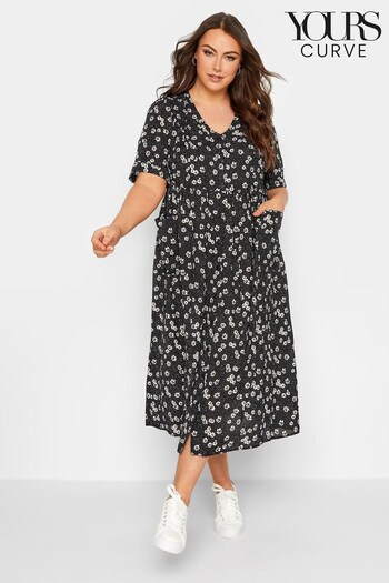 Yours Curve Black Woven Smock Dress (P76606) | £33