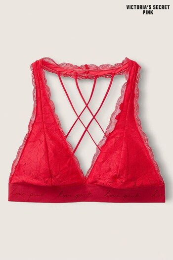 Victoria's Secret PINK Red Pepper Lace Strappy Back Halterneck Bralette (P77042) | £20