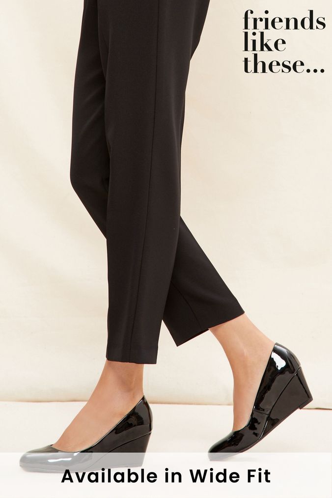 Black patent wedge court shoes best sale