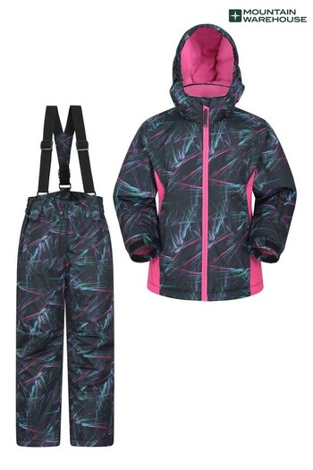 Mountain Warehouse Black Kids Ski Jacket Logomania And Pant Set (P77645) | £80