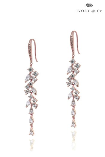 Ivory & Co Rose Gold Sandringham Statement Crystal Drop Earrings (P77682) | £55