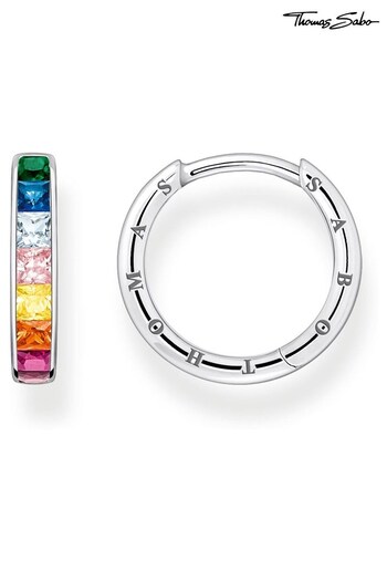 Thomas Sabo Neutral Rainbow Stones Hoop Earrings (P77801) | £149