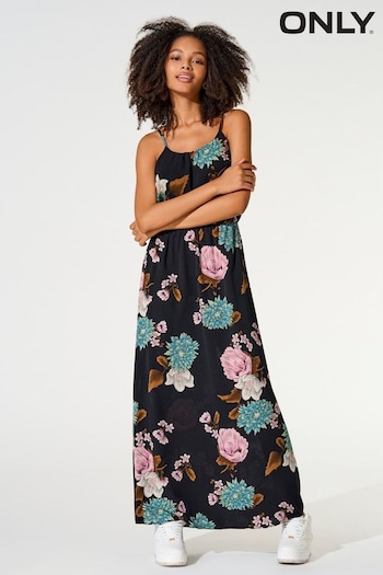 ONLY Black Floral Print Maxi Cami Dress (P78089) | £30