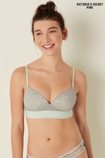 Victoria's Secret PINK Heather Charcoal Grey Non Wired Push Up Smooth T-Shirt Bra (P78215) | £20