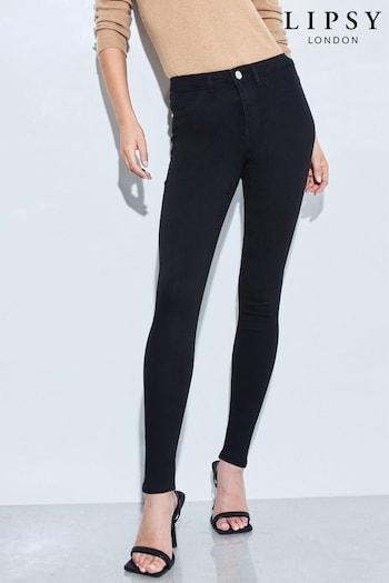 Lipsy Black Mid Rise Faux Pocket Olivia Skinny Monroe Jeans (P78400) | £32