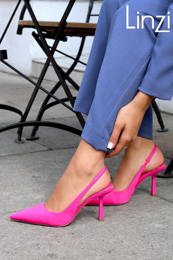 Linzi Pink Fling Sling Back Court Style Heel Sandals (P78640) | £30