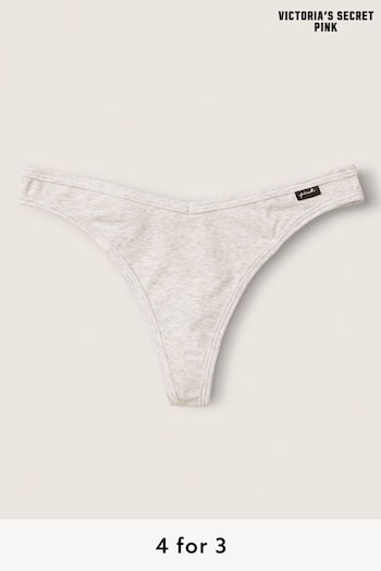 Victoria's Secret PINK Heather Stone Grey Thong Cotton Knickers (P79476) | £9