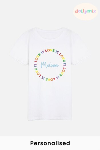 Personalised Womens Love Is Love T-Shirt by Dollymix (P79489) | £17
