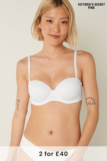 Victoria's Secret PINK Optic White Smooth Multiway Strapless Push Up Bra (P79563) | £29
