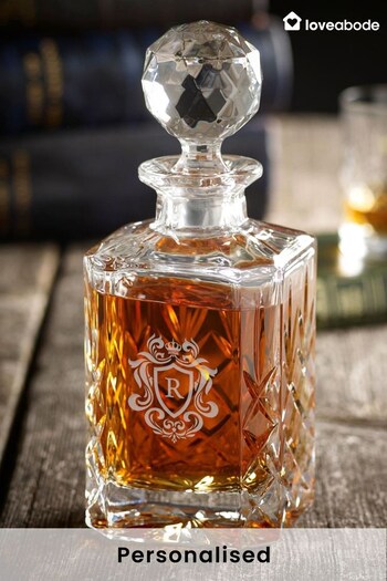 Personalised Crest Monagram Initial Crystal Decanter by Loveabode (P79624) | £85