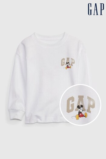 Gap White Disney Mickey Mouse Graphic Long Sleeve T-Shirt (P79993) | £18