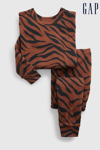 Gap Brown Tiger Print Long Sleeve Pyjama Set (P79997) | £18