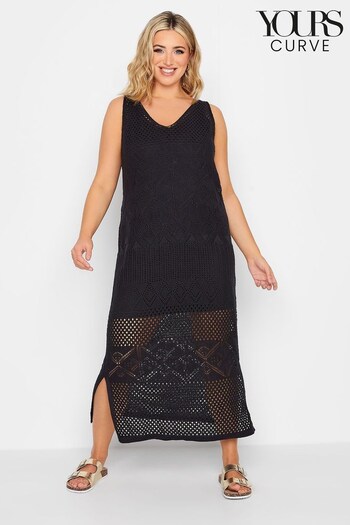 Yours Curve Black Knitted Crochet Nero Dress (P80108) | £33