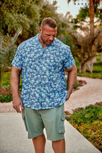 BadRhino Big & Tall Navy Palm Tree Poplin Shirt (P80166) | £28