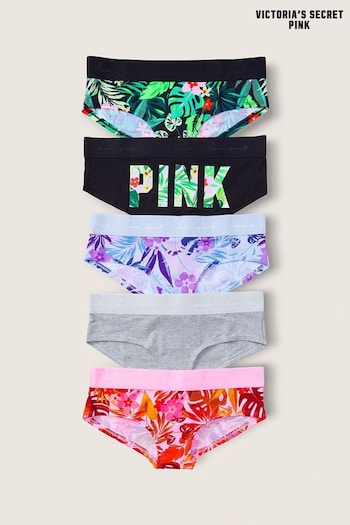 Victoria's Secret PINK Black/Green/Purple/Red Tropical Hipster Knickers 5 Pack (P80280) | £25