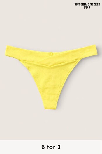Victoria's Secret PINK Bananarama Yellow Crossover Cotton Thong Knicker (P80342) | £9