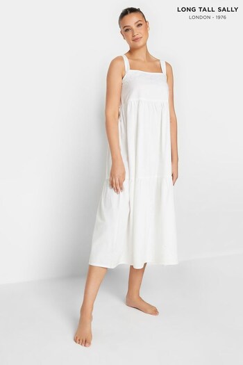 Long Tall Sally White Embroidered Floaty Nightdress (P80793) | £27