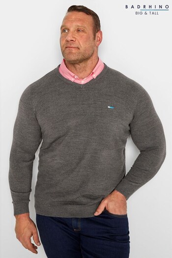BadRhino Big & Tall Grey & Pink Essential Mock Shirt Jumper (P80937) | £27