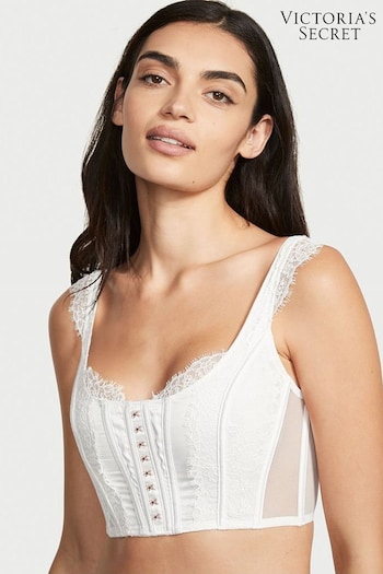 Victoria's Secret Coconut White Lace Unlined Corset Bra Top (P81183) | £29