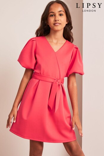Lipsy Pink Scuba Puff Sleeve Skater Dress (P82351) | £30 - £38