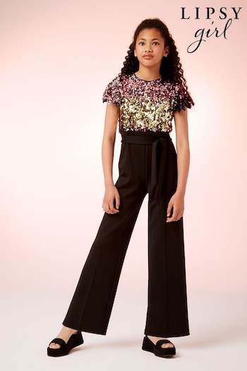 Lipsy Pink Sequin Party Jumpsuit (P82403) | £38 - £46