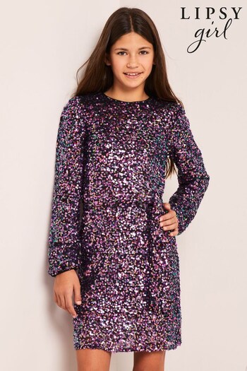 Lipsy Purple Sequin Party Shift Dress (P82541) | £42 - £50