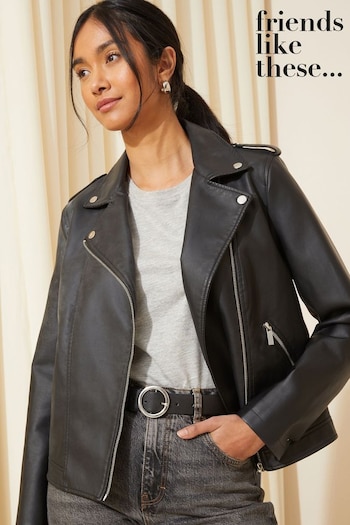 New In Home Accessories Black Faux Leather Biker Jacket (P82548) | £52