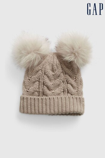 Gap Beige Toddlers Cable-Knit Pom Beanie (P82794) | £12