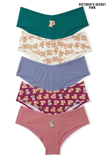 Victoria's Secret PINK Green/Blue/White/Red Print Cheeky Cotton Knickers Multipack (P82881) | £25