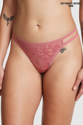 Victoria's Secret PINK Soft Begonia Pink Lace Strappy Thong Knickers (P82922) | £9