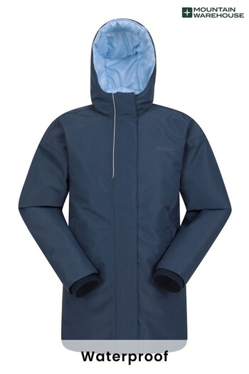 Mountain Warehouse Navy Longer Lined Kids Waterproof Jacket (P83631) | £64
