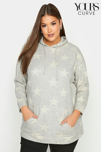 Yours Curve Neutral Star Print Hoodie (P84416) | £40